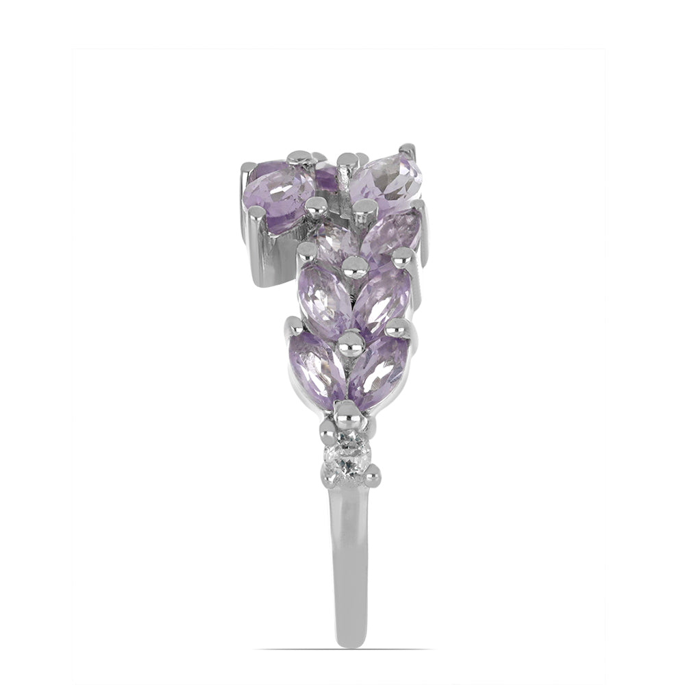 Silberring mit Rose De France Amethyst und weißem Topas