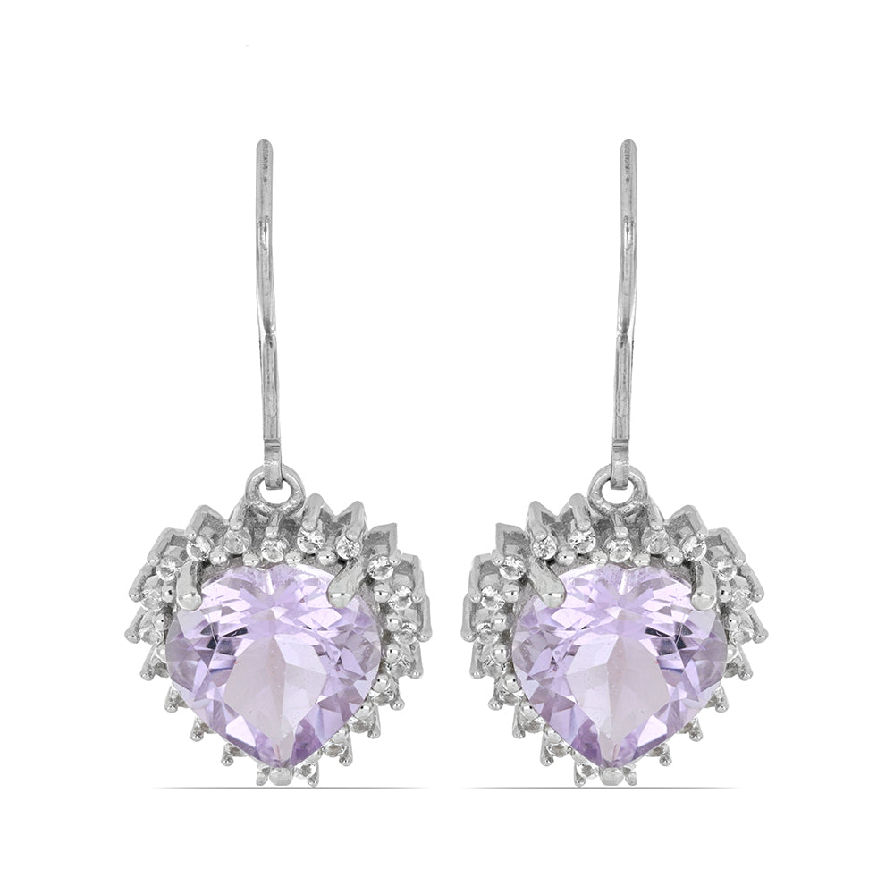 Silberohrringe mit Rose De France Amethyst und weißem Topas