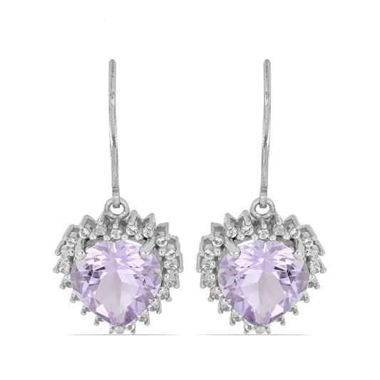 Silberohrringe mit Rose De France Amethyst und weißem Topas