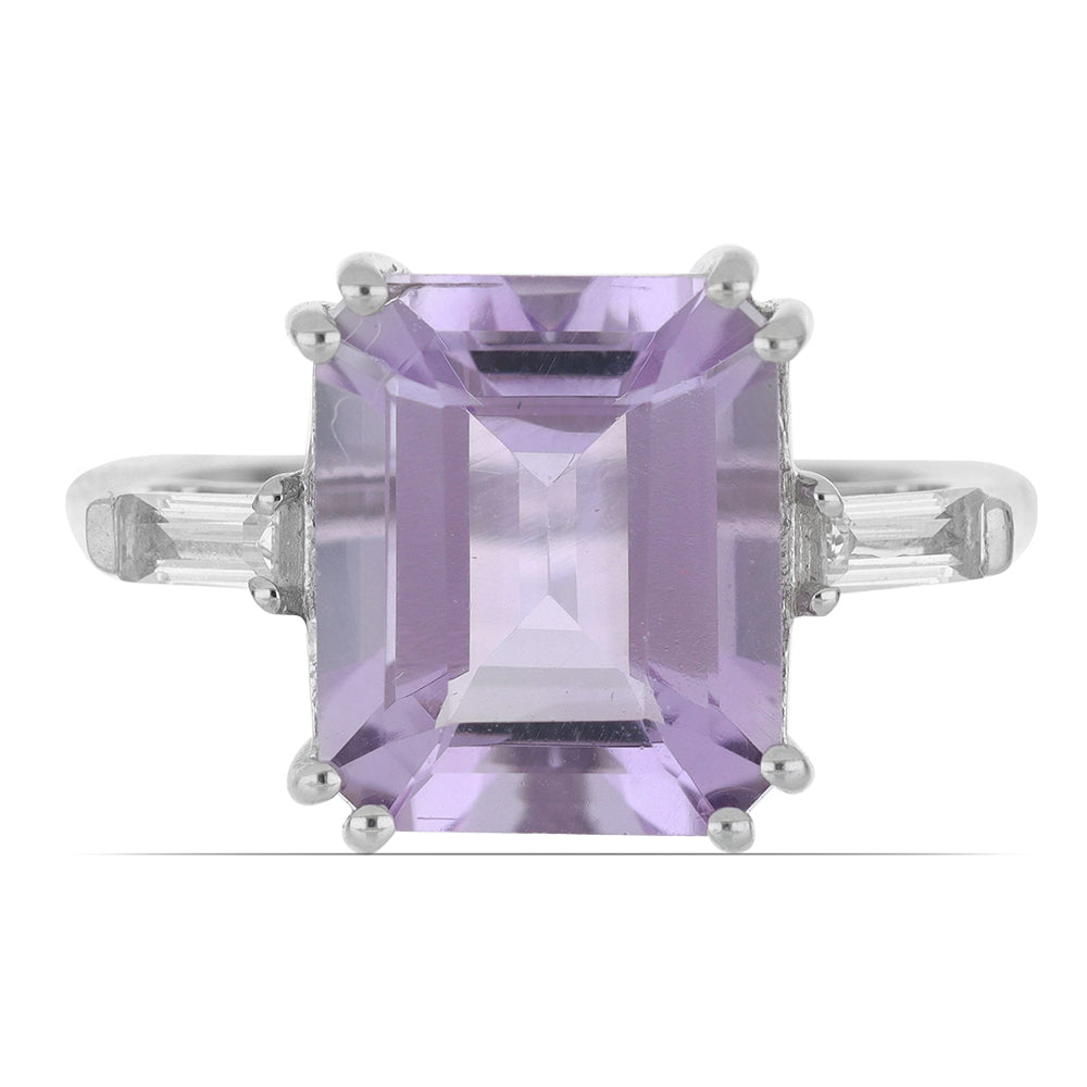 Silberring mit Rose De France Amethyst und weißem Topas 1 