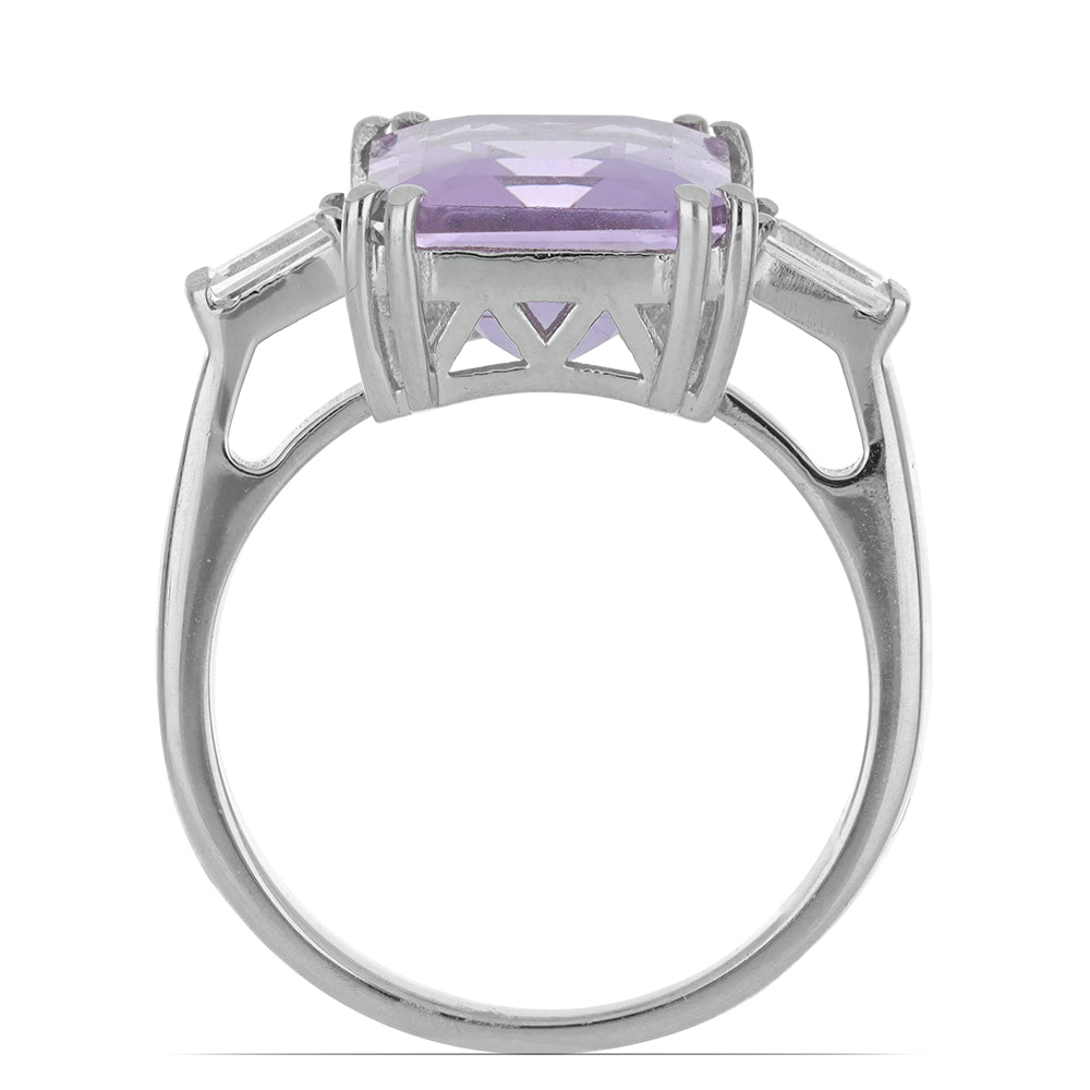 Silberring mit Rose De France Amethyst und weißem Topas