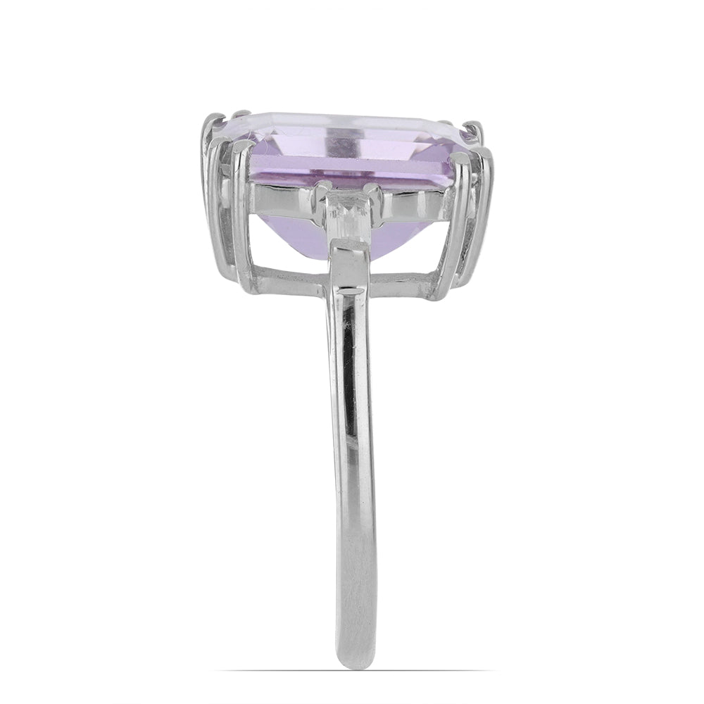 Silberring mit Rose De France Amethyst und weißem Topas