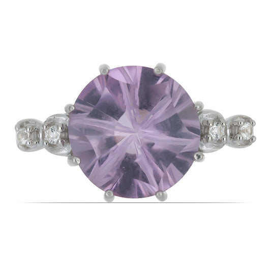 Silberring mit Rose De France Amethyst und weißem Topas