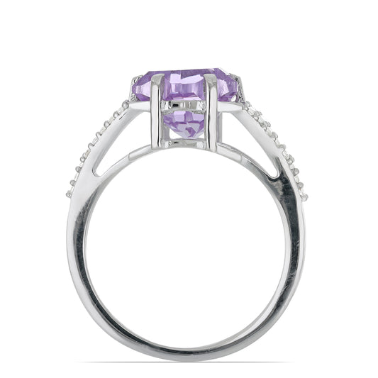 Silberring mit Rose De France Amethyst und weißem Topas