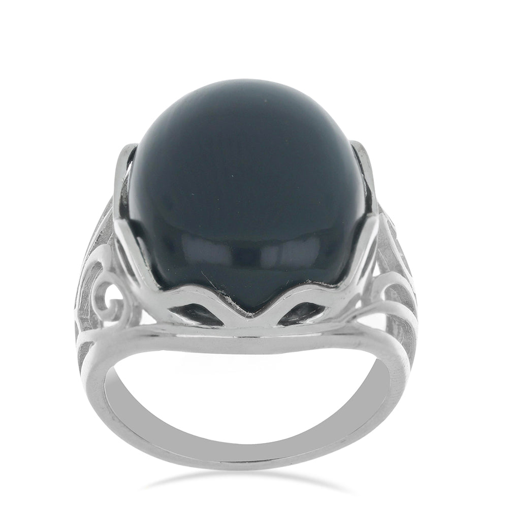 Silberring mit schwarzem Onyx aus Suwar