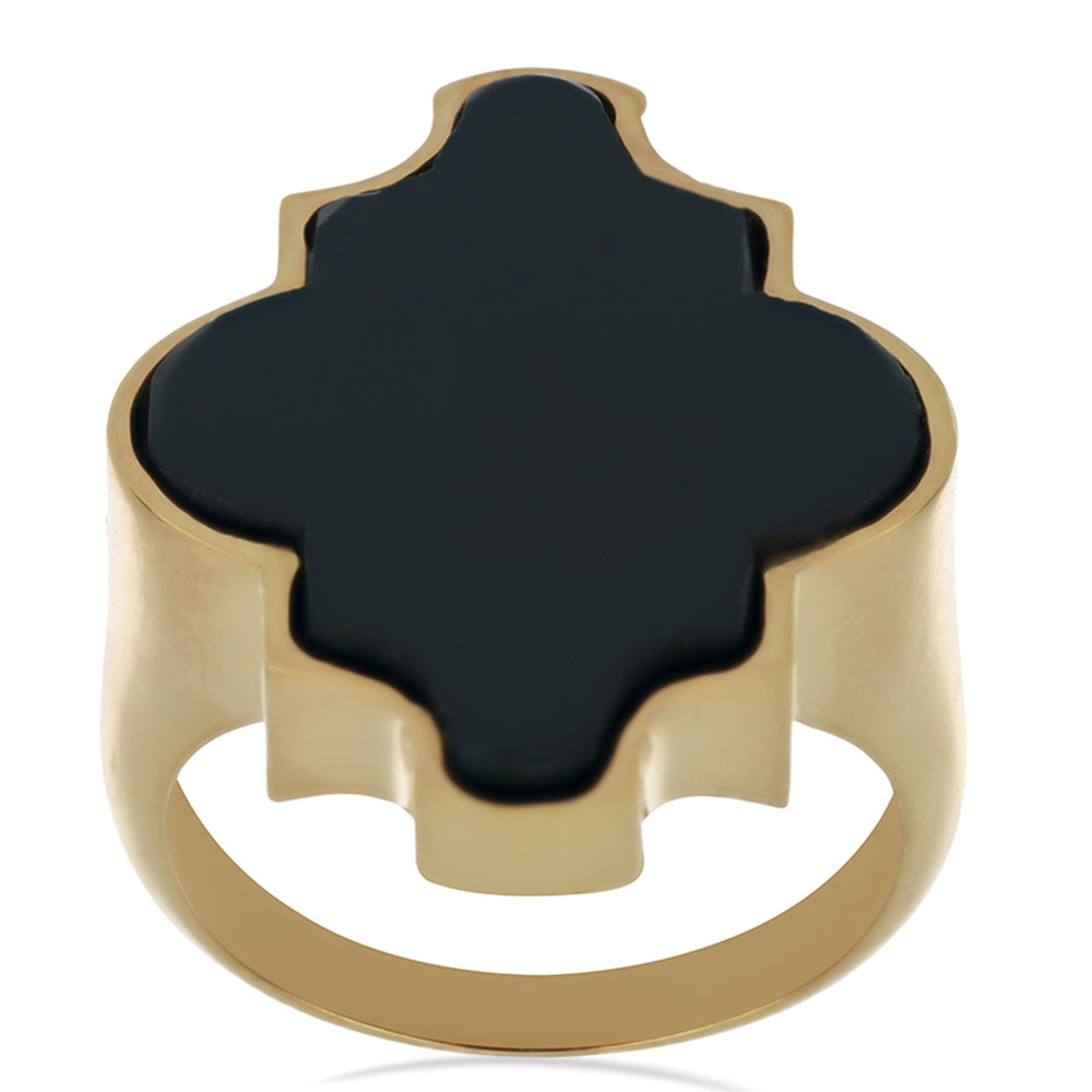 Goldplattierter Silberring mit schwarzem Onyx aus Suwar 3 