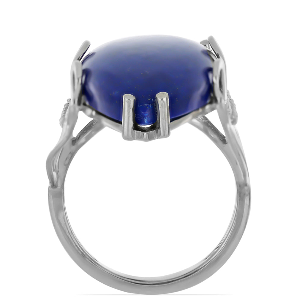 Silberring mit Lapislazuli aus Badakhshan und weißem Topas 2 