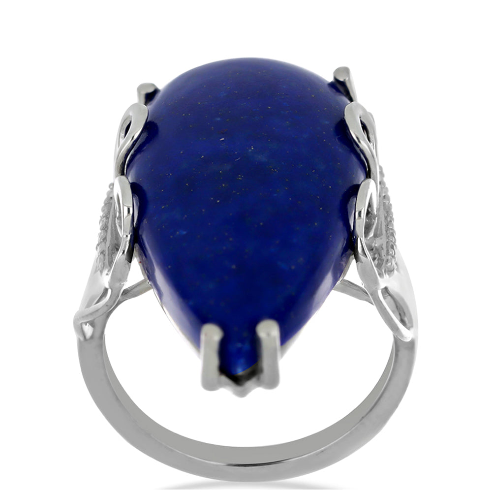 Silberring mit Lapislazuli aus Badakhshan und weißem Topas