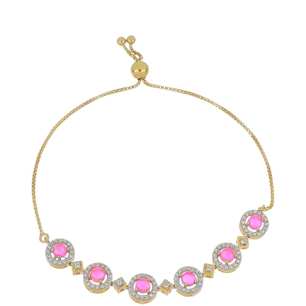 Goldplattiertes Silberarmband mit rosa äthiopischem Opal aus Lega Dembi und weißem Topas 1 