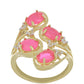 Goldplattierter Silberring mit rosa Opal aus Lega Dembi und weißem Topas