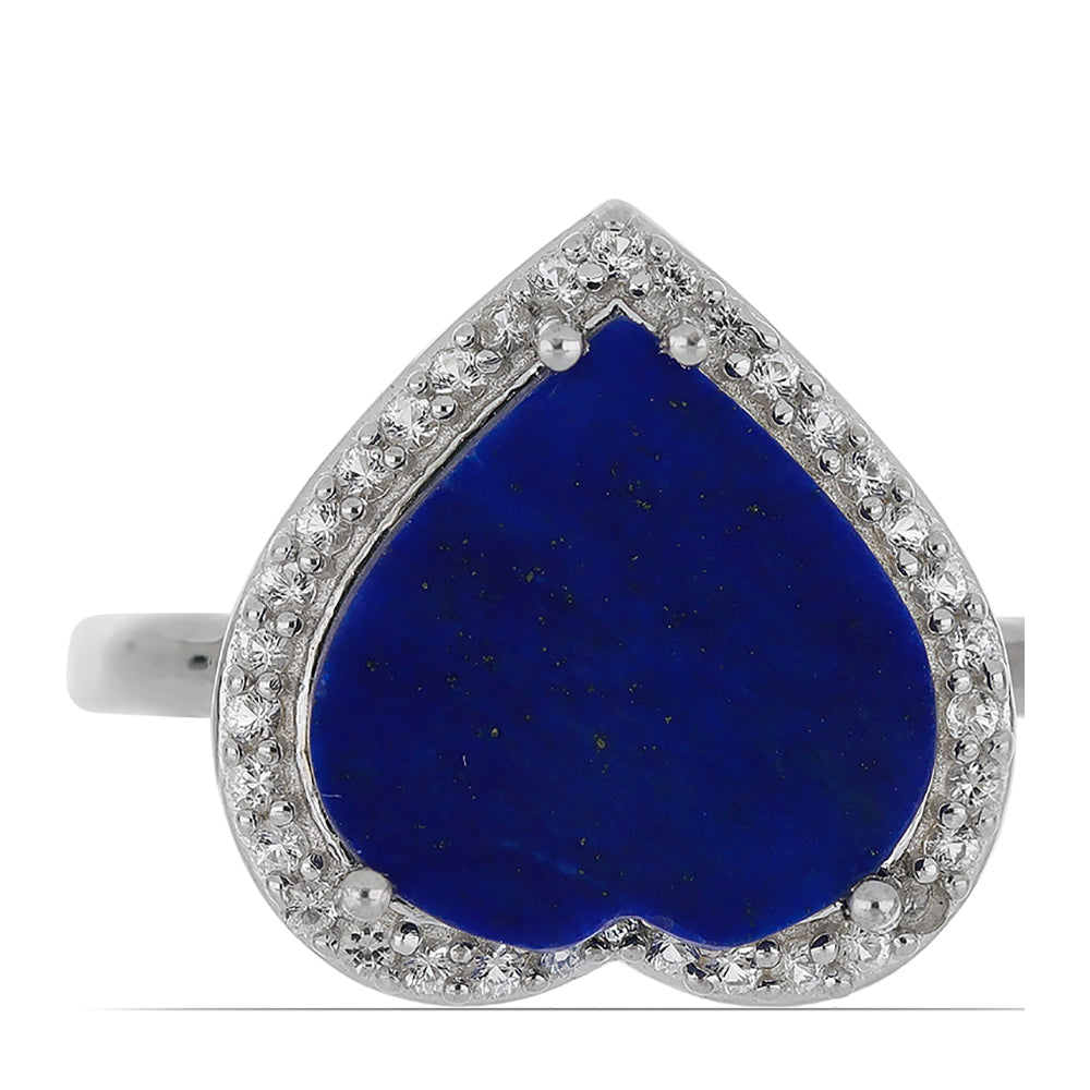 Silberring mit Lapislazuli aus Badakhshan und weißem Topas 2 