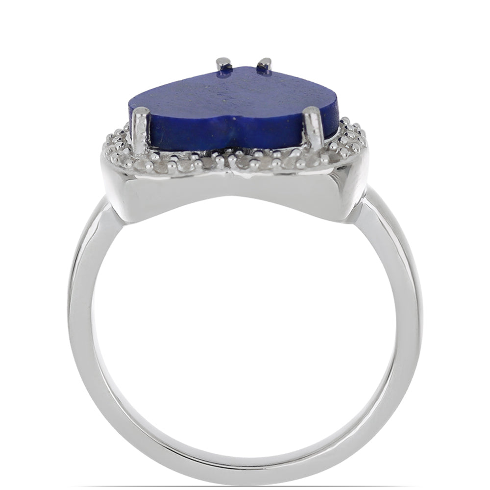 Silberring mit Lapislazuli aus Badakhshan und weißem Topas