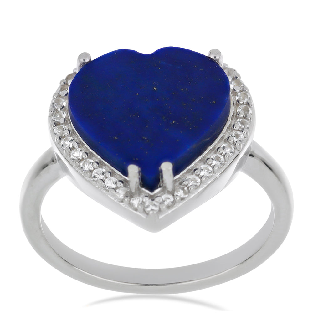 Silberring mit Lapislazuli aus Badakhshan und weißem Topas