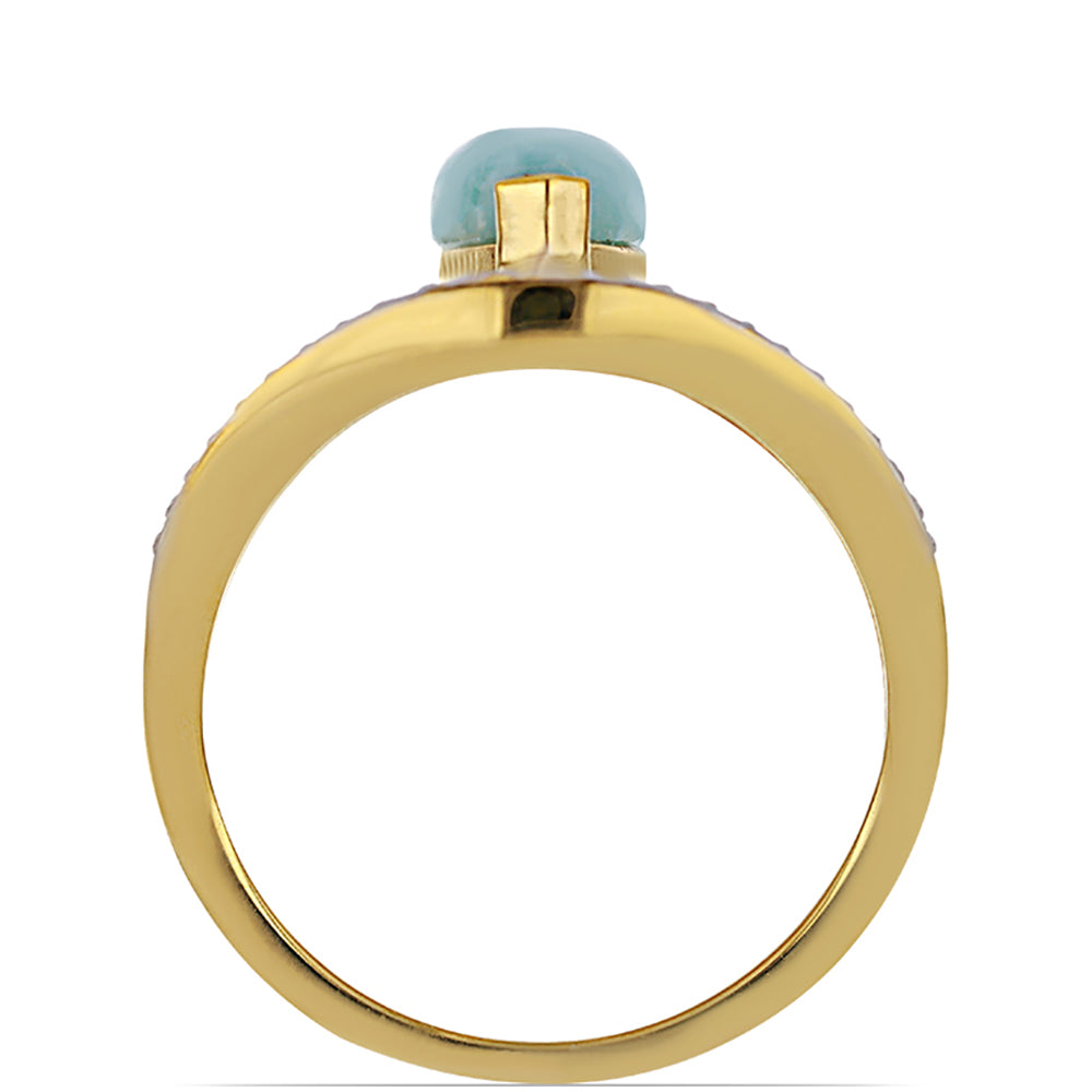 Goldplattierter Silberring mit Emaille und Larimar