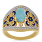 Goldplattierter Silberring mit Emaille und Larimar