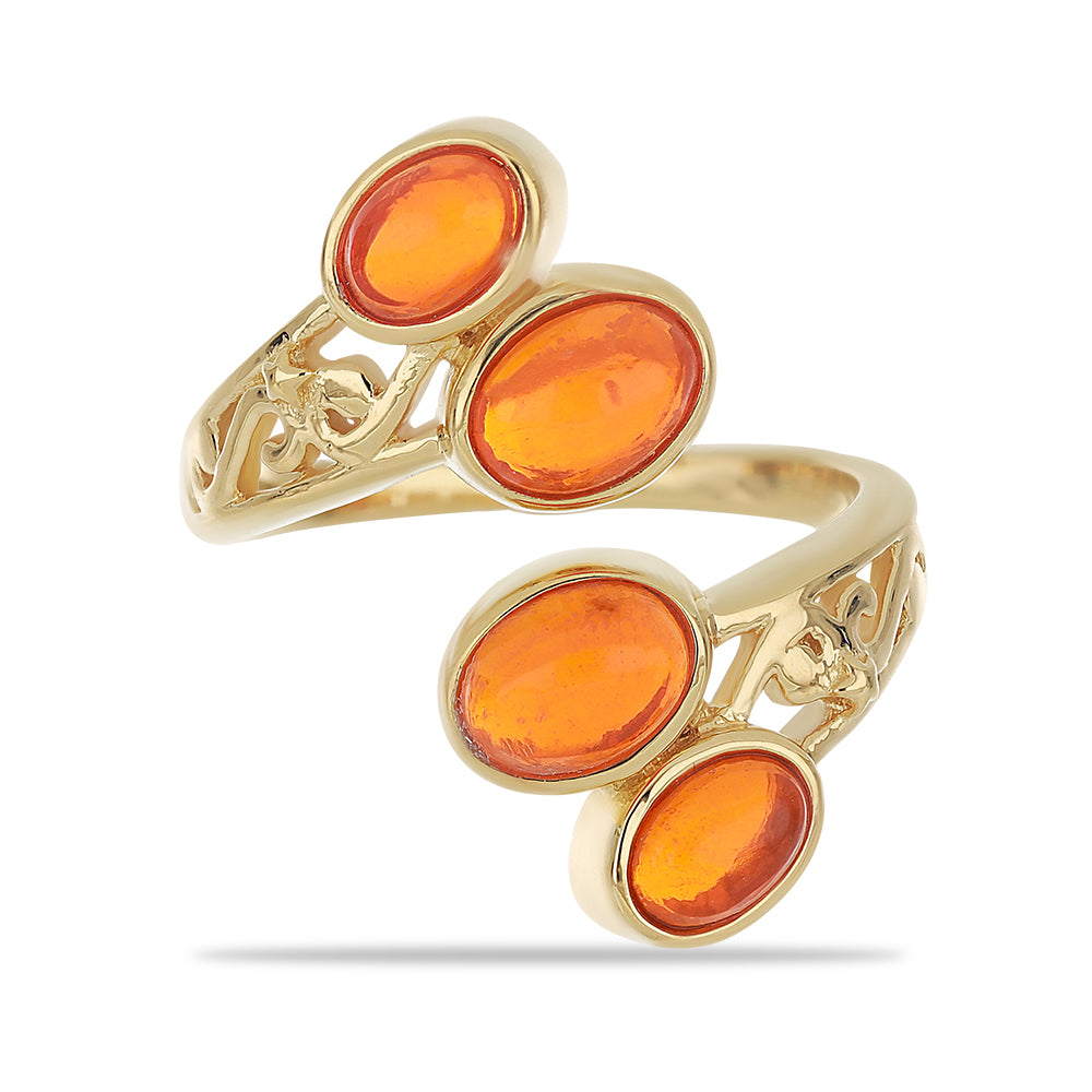 Goldplattierter Silberring mit orangefarbenem Opal aus Lega Dembi 1 