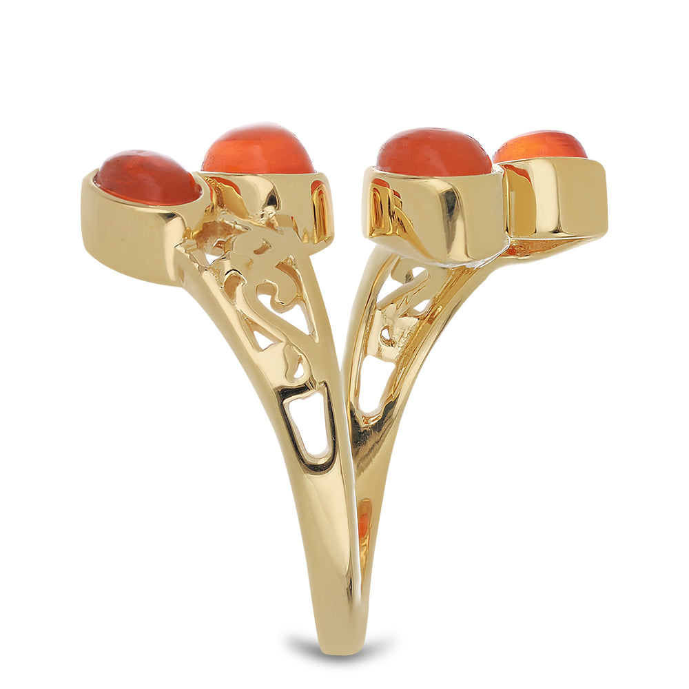 Goldplattierter Silberring mit orangefarbenem Opal aus Lega Dembi