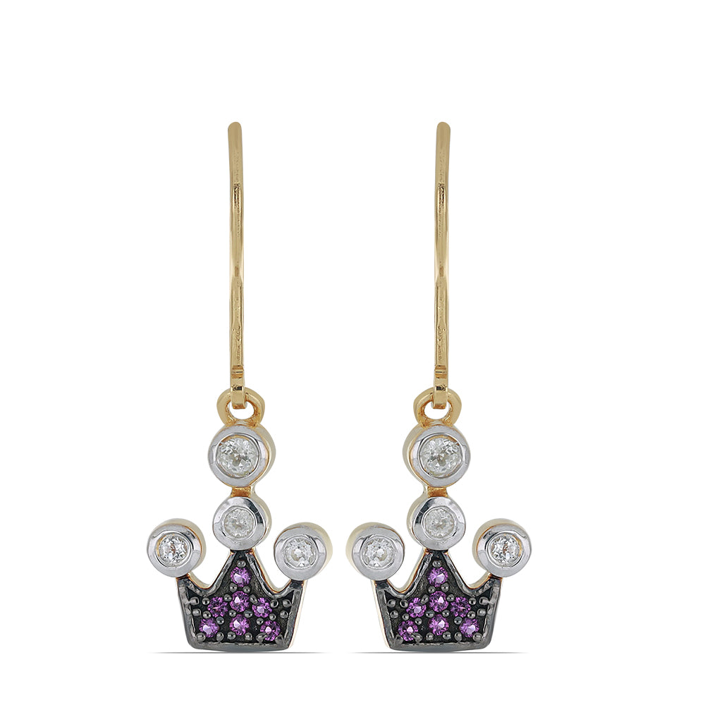 Goldplattierte Silberohrringe mit sambischem Amethyst und weißem Topas 1 