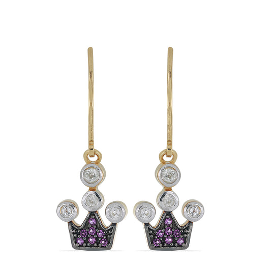 Goldplattierte Silberohrringe mit sambischem Amethyst und weißem Topas