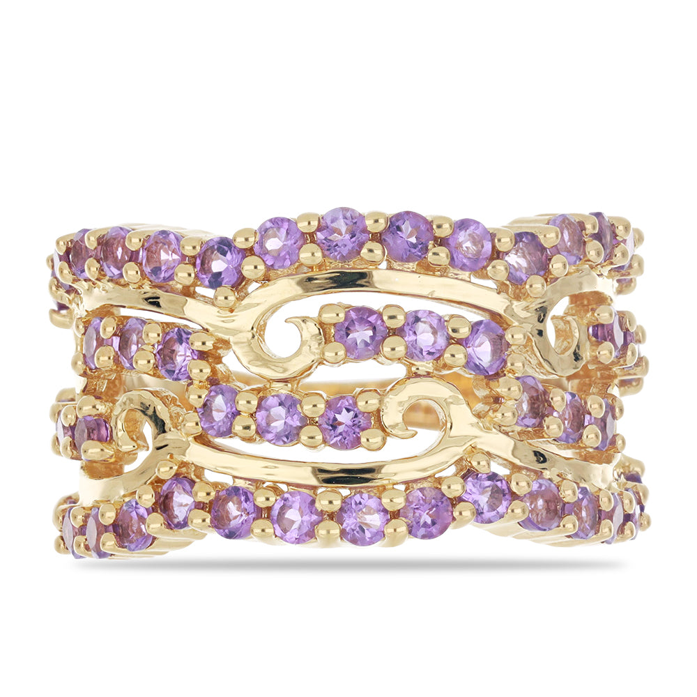 Goldplattierter Silberring mit sambischem Amethyst 1 