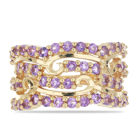 Goldplattierter Silberring mit sambischem Amethyst