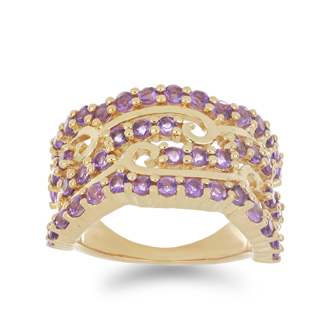 Goldplattierter Silberring mit sambischem Amethyst