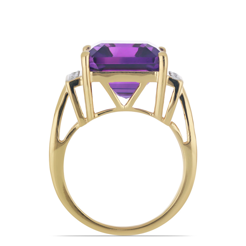 Goldplattierter Silberring mit sambischem Amethyst und weißem Topas