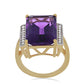 Goldplattierter Silberring mit sambischem Amethyst und weißem Topas