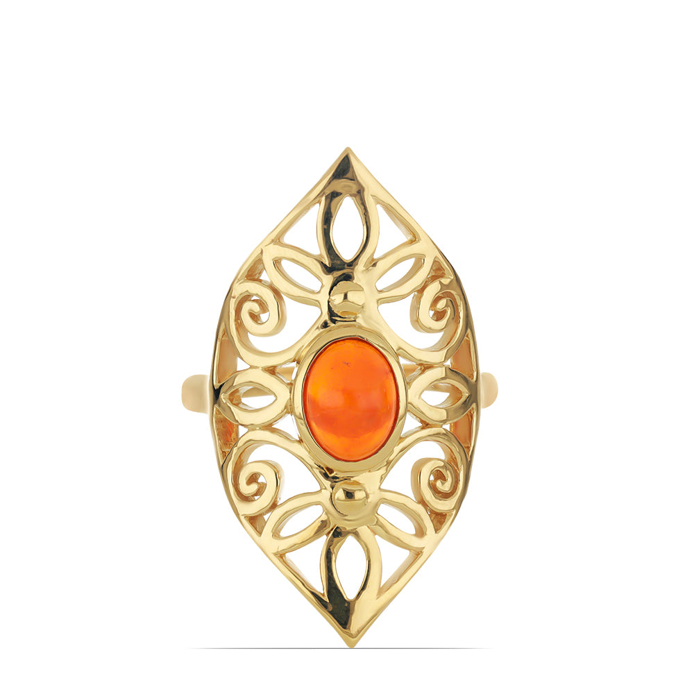 Goldplattierter Silberring mit orangefarbenem Opal aus Lega Dembi 1 