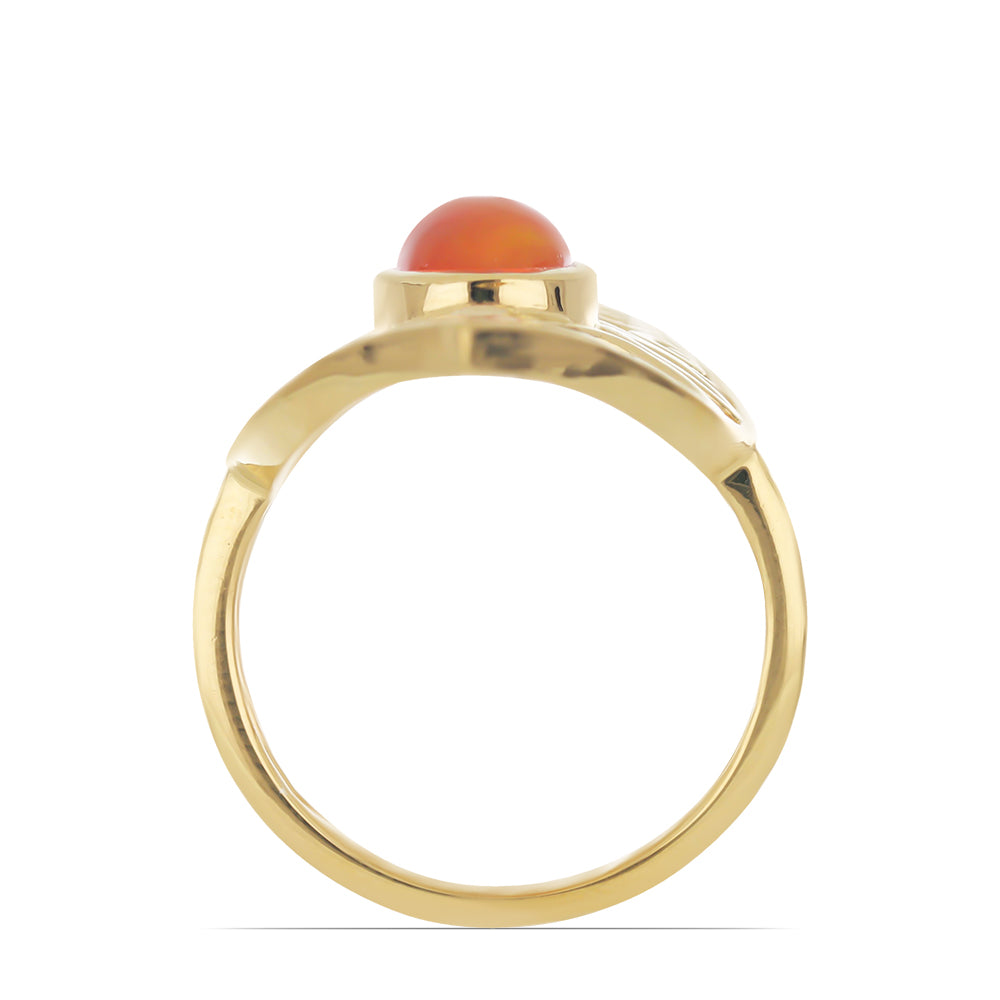 Goldplattierter Silberring mit orangefarbenem Opal aus Lega Dembi