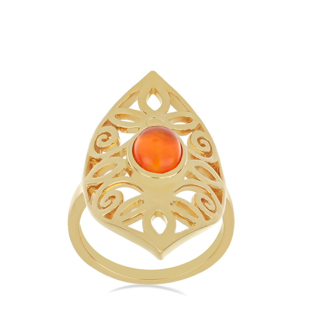 Goldplattierter Silberring mit orangefarbenem Opal aus Lega Dembi 3 