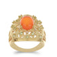 Goldplattierter Silberring mit orangefarbenem Opal aus Lega Dembi und Peridot aus Changbai