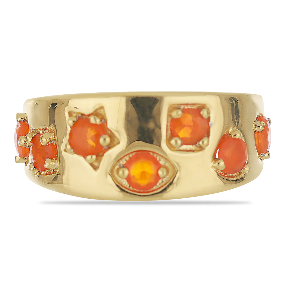 Goldplattierter Silberring mit orangefarbenem Opal aus Lega Dembi