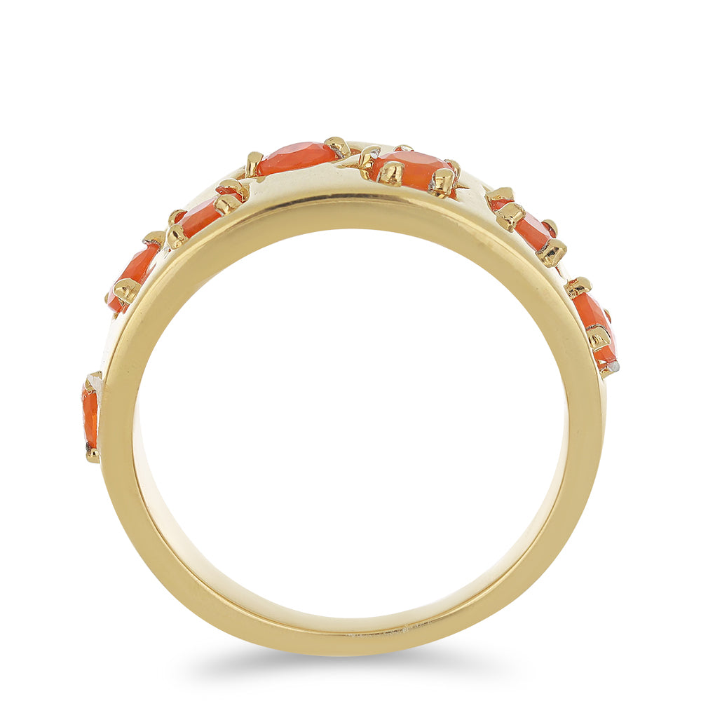 Goldplattierter Silberring mit orangefarbenem Opal aus Lega Dembi 2 