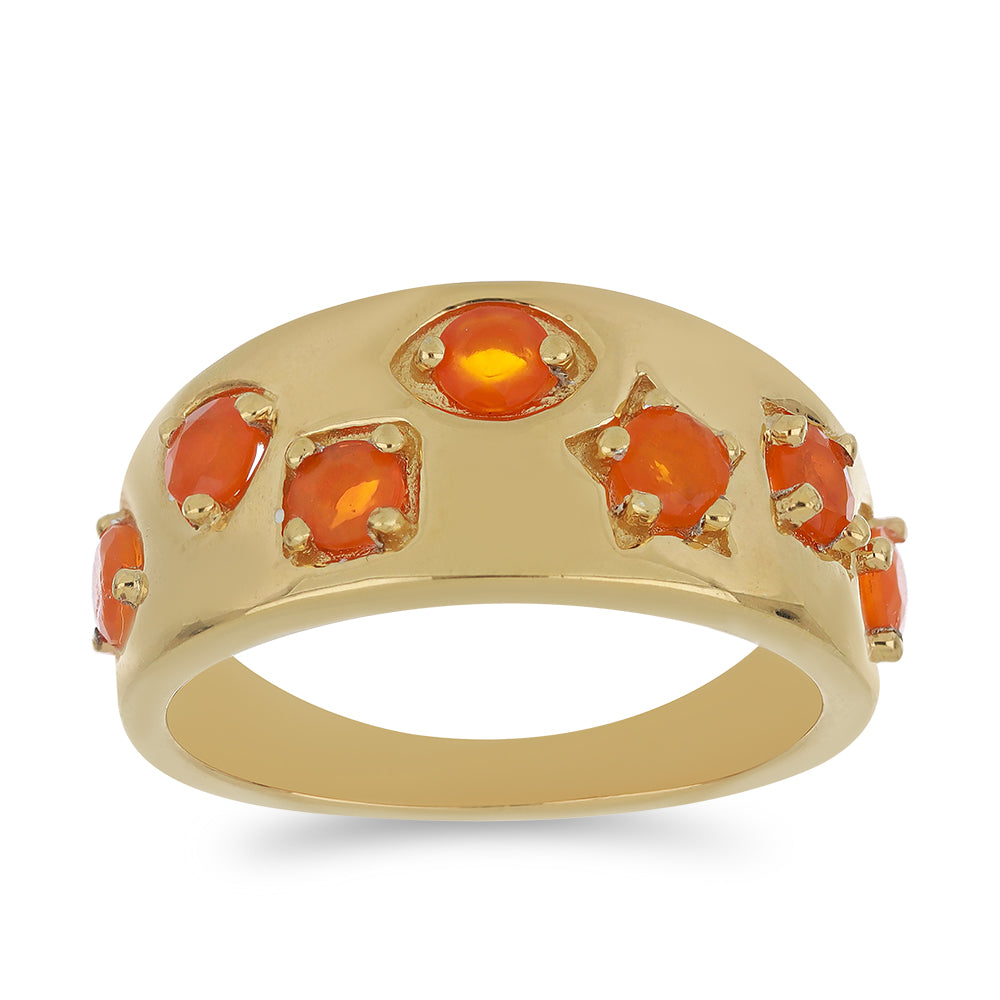 Goldplattierter Silberring mit orangefarbenem Opal aus Lega Dembi