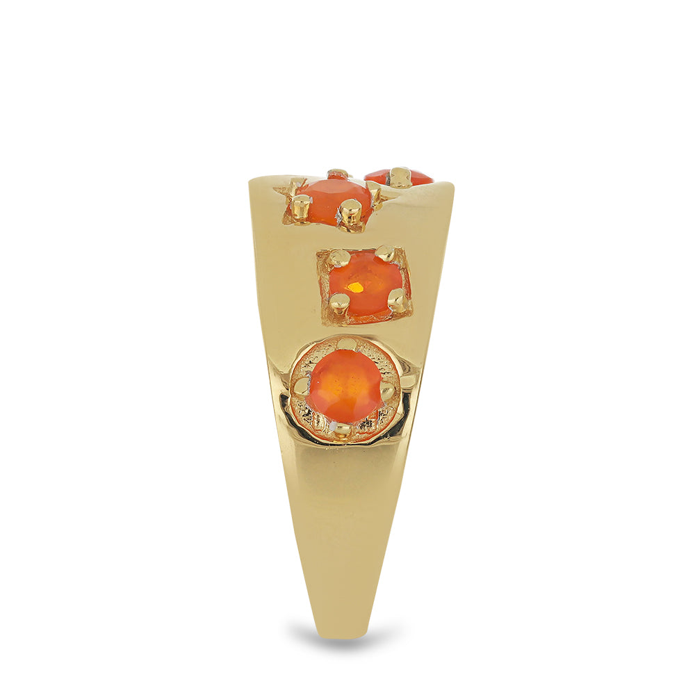 Goldplattierter Silberring mit orangefarbenem Opal aus Lega Dembi