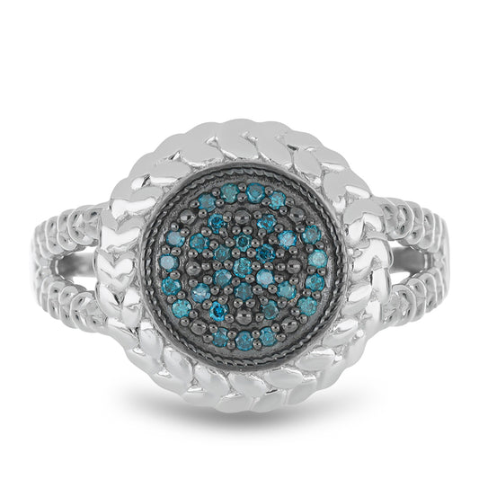 Silberring mit blauem Diamant