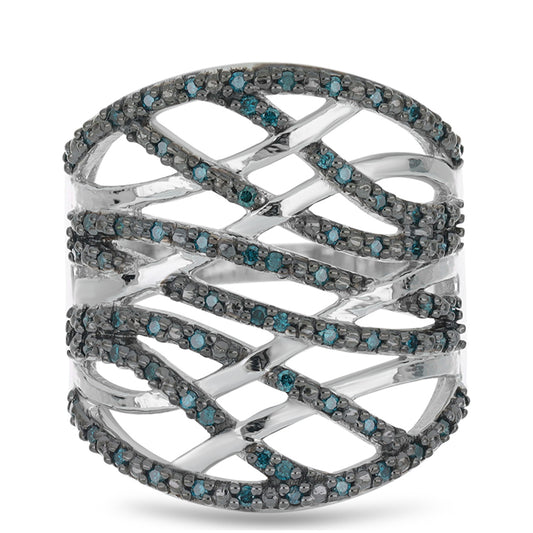 Silberring mit blauem Diamant