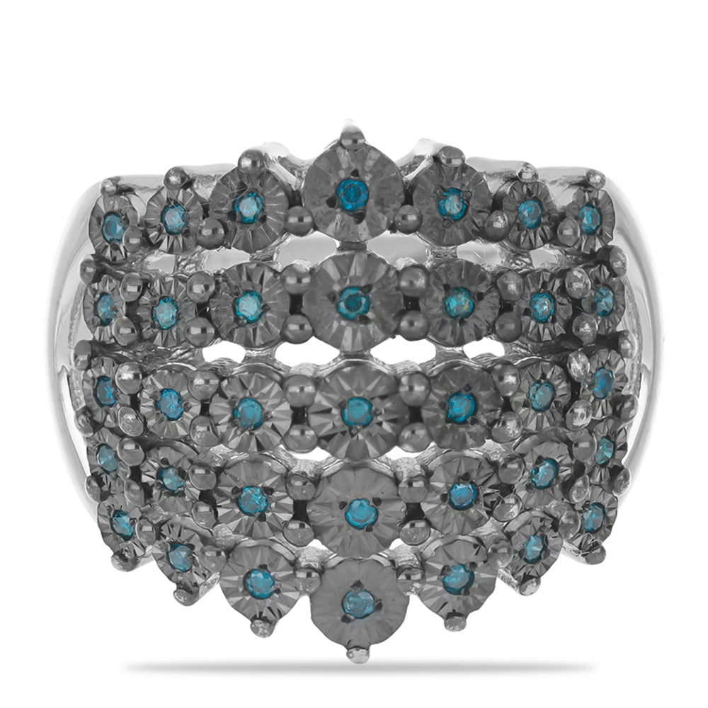 Silberring mit blauem Diamant