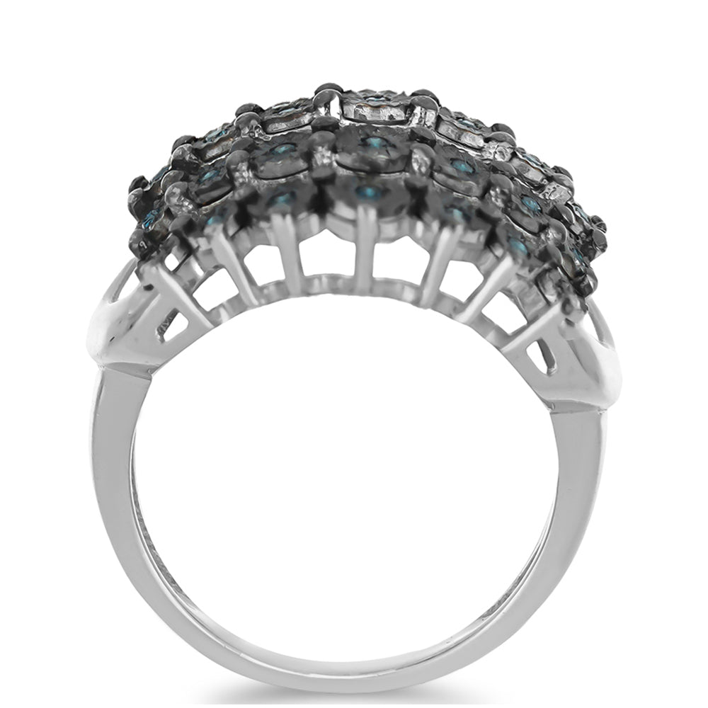 Silberring mit blauem Diamant 2 