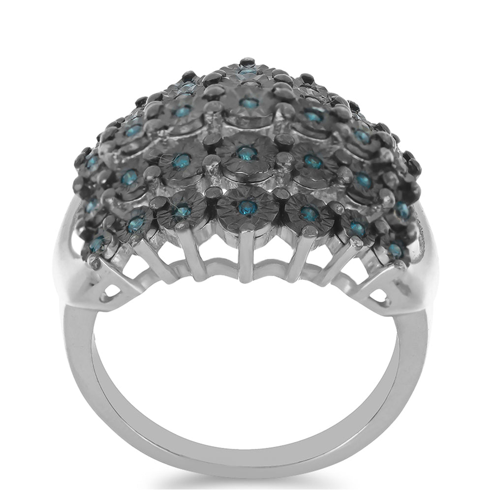 Silberring mit blauem Diamant