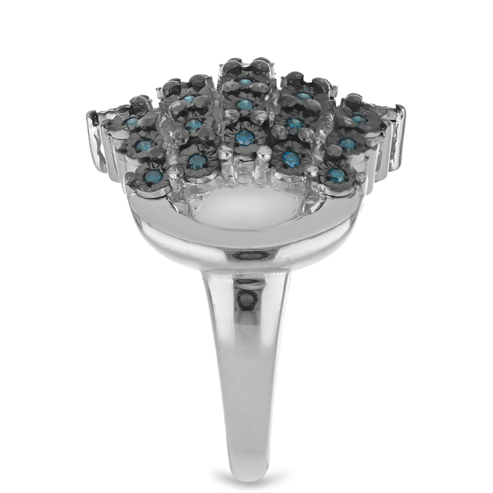 Silberring mit blauem Diamant