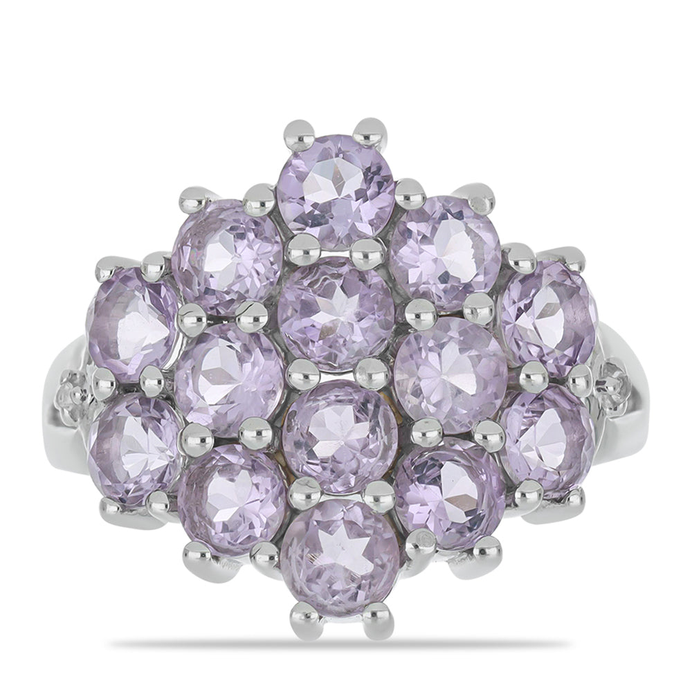 Silberring mit Rose De France Amethyst und weißem Topas 1 