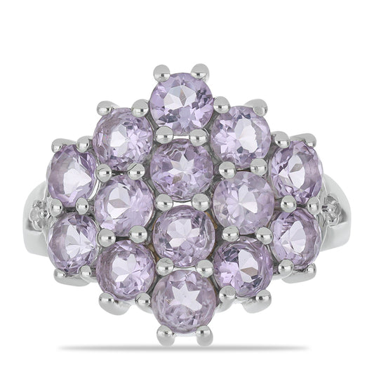 Silberring mit Rose De France Amethyst und weißem Topas