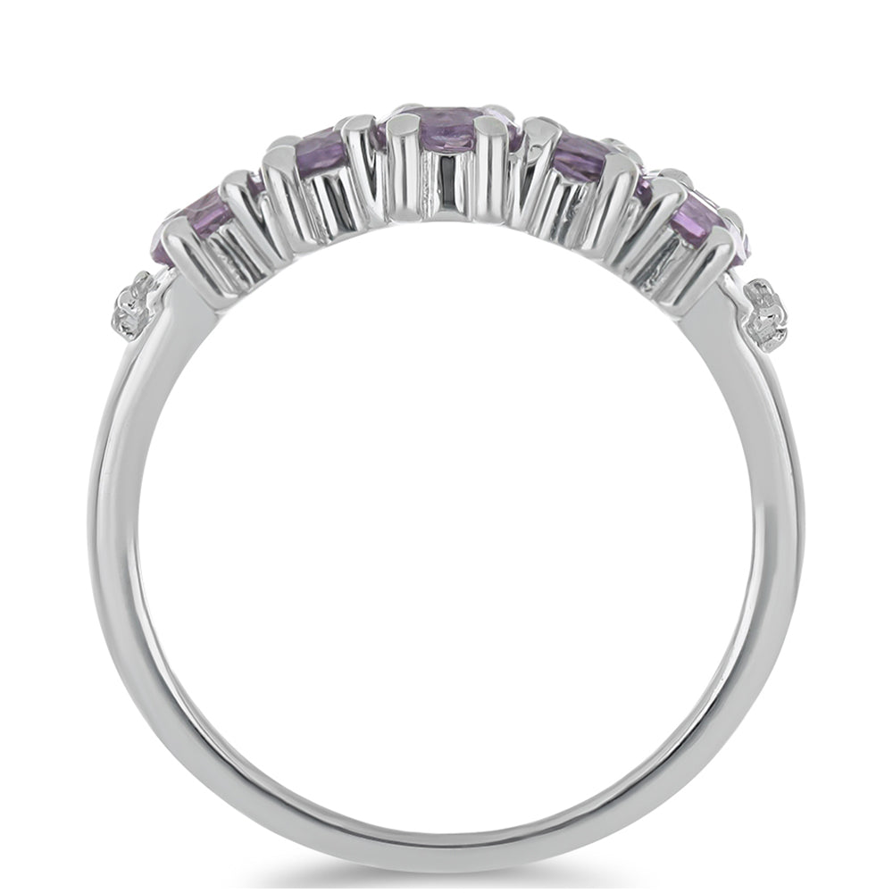 Silberring mit Rose De France Amethyst und weißem Topas