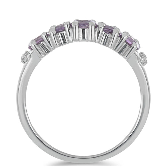 Silberring mit Rose De France Amethyst und weißem Topas