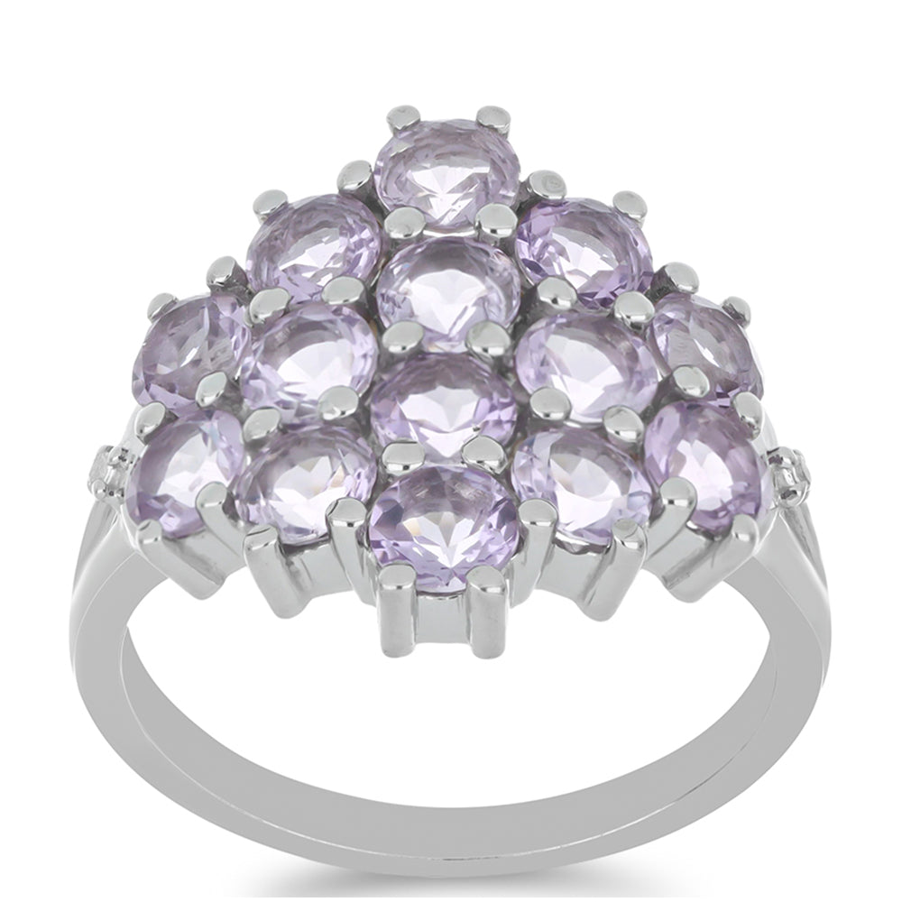 Silberring mit Rose De France Amethyst und weißem Topas