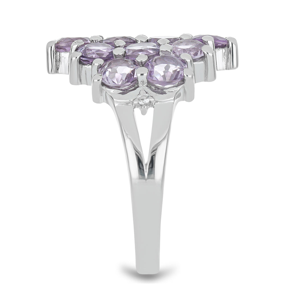 Silberring mit Rose De France Amethyst und weißem Topas 4 