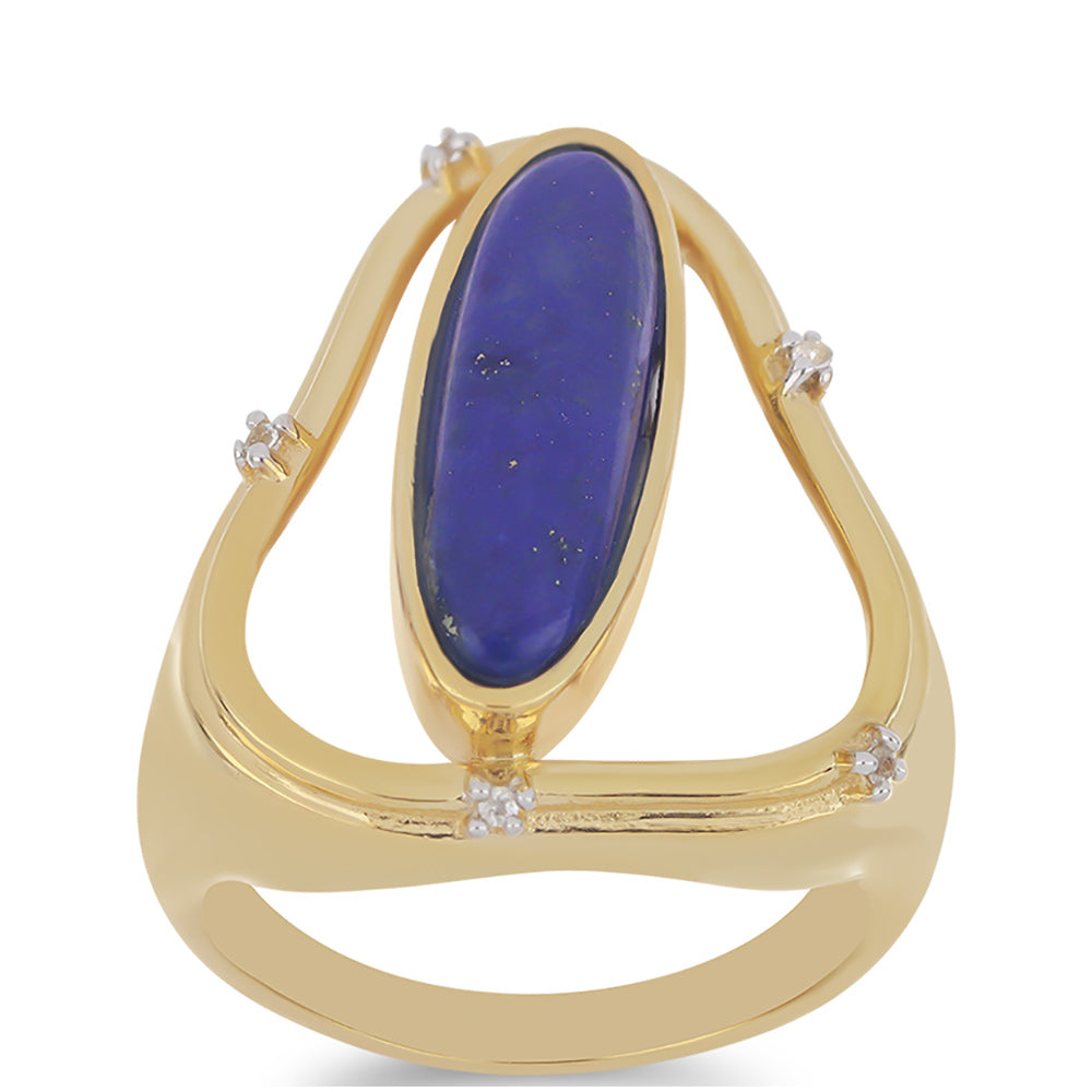 Goldplattierter Silberring mit Lapislazuli aus Badakhshan und weißem Topas 3 