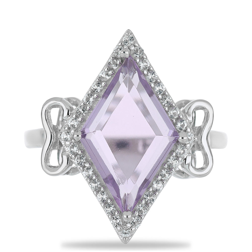 Silberring mit Rose De France Amethyst und weißem Topas 1 